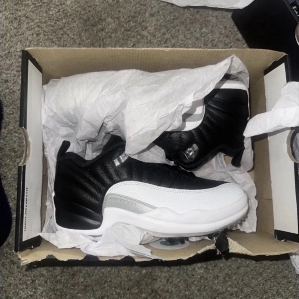 Nike Air Jordan 12 Retro Low Golf Playoff Mens Size 4.5Black White DH4120 No Lid